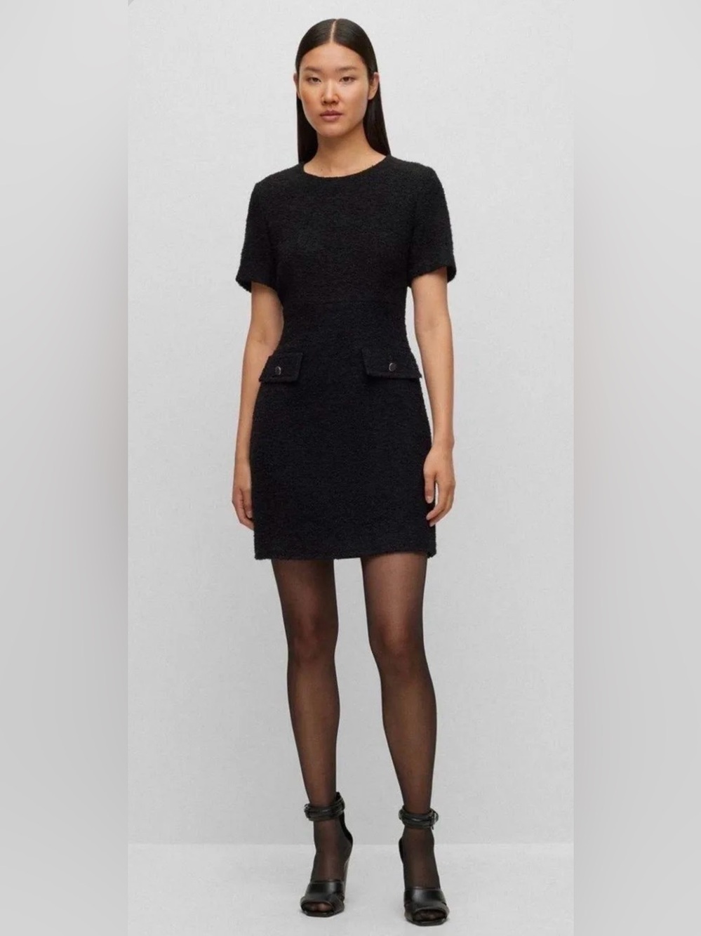 Hugo Boss Black Short-Sleeve Tweed Dress